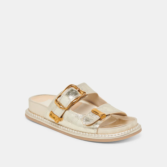 DOLCE VITA Sevana Light Gold Distressed Leather Sandals