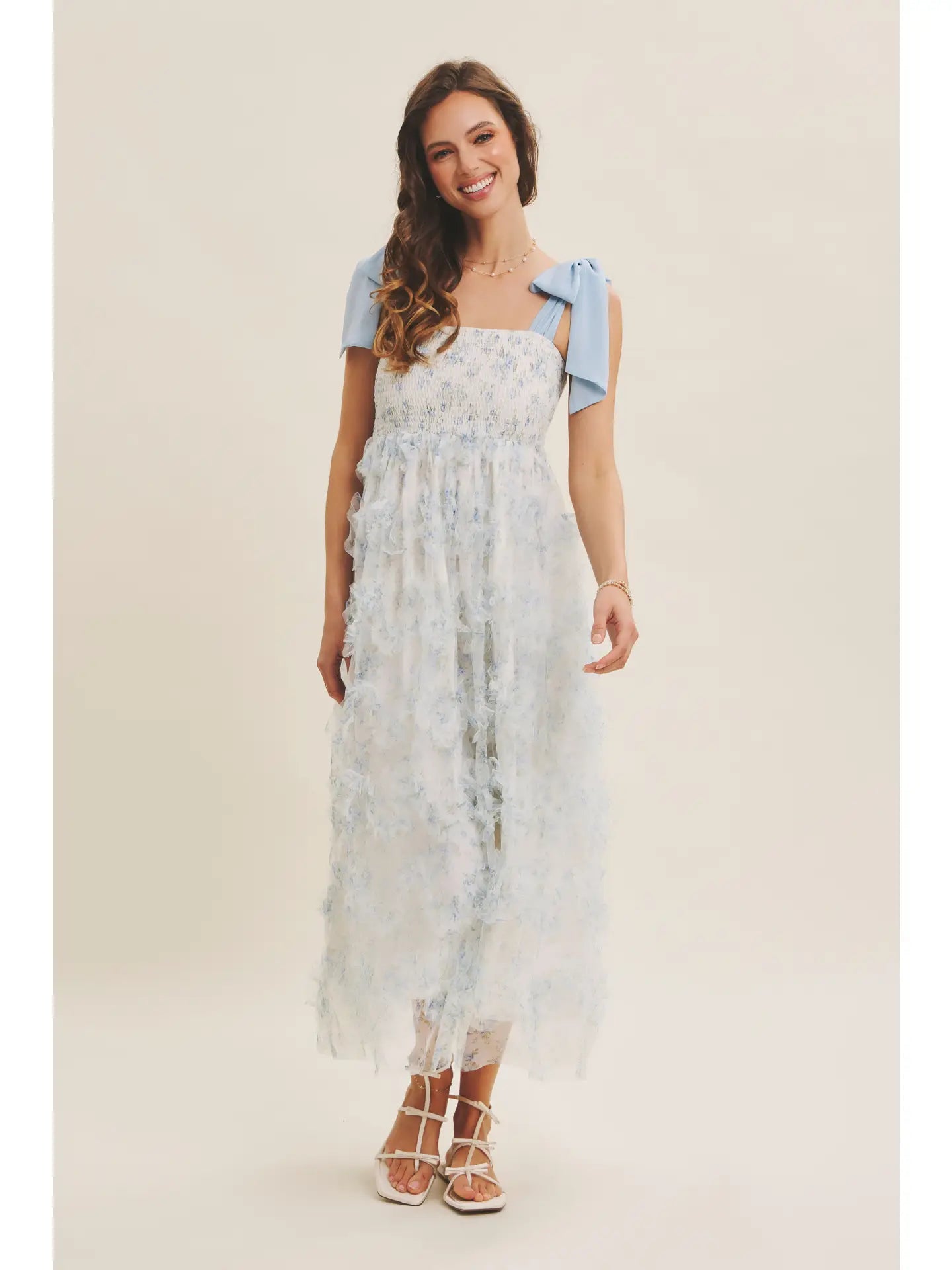 BOUTIQUE DREAMING OF YOU MIDI DRESS BLUE FRONT 2