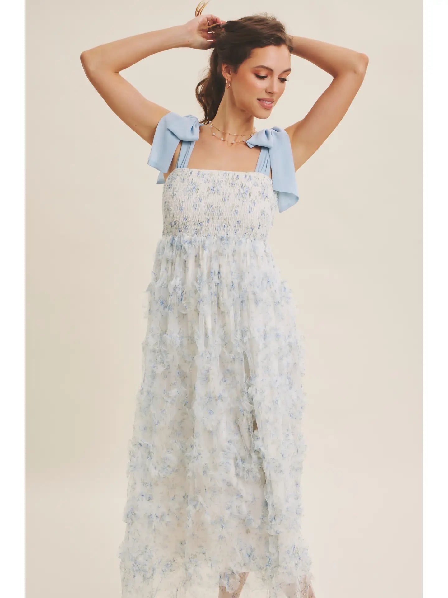 BOUTIQUE DREAMING OF YOU MIDI DRESS BLUE FRONT 3