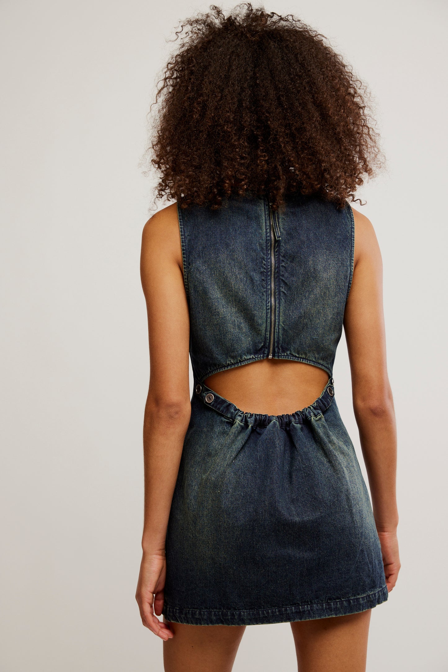 BOUTIQUE FREE PEOPLE ATLAS MINI DRESS VINTAGE INDIGO BACK