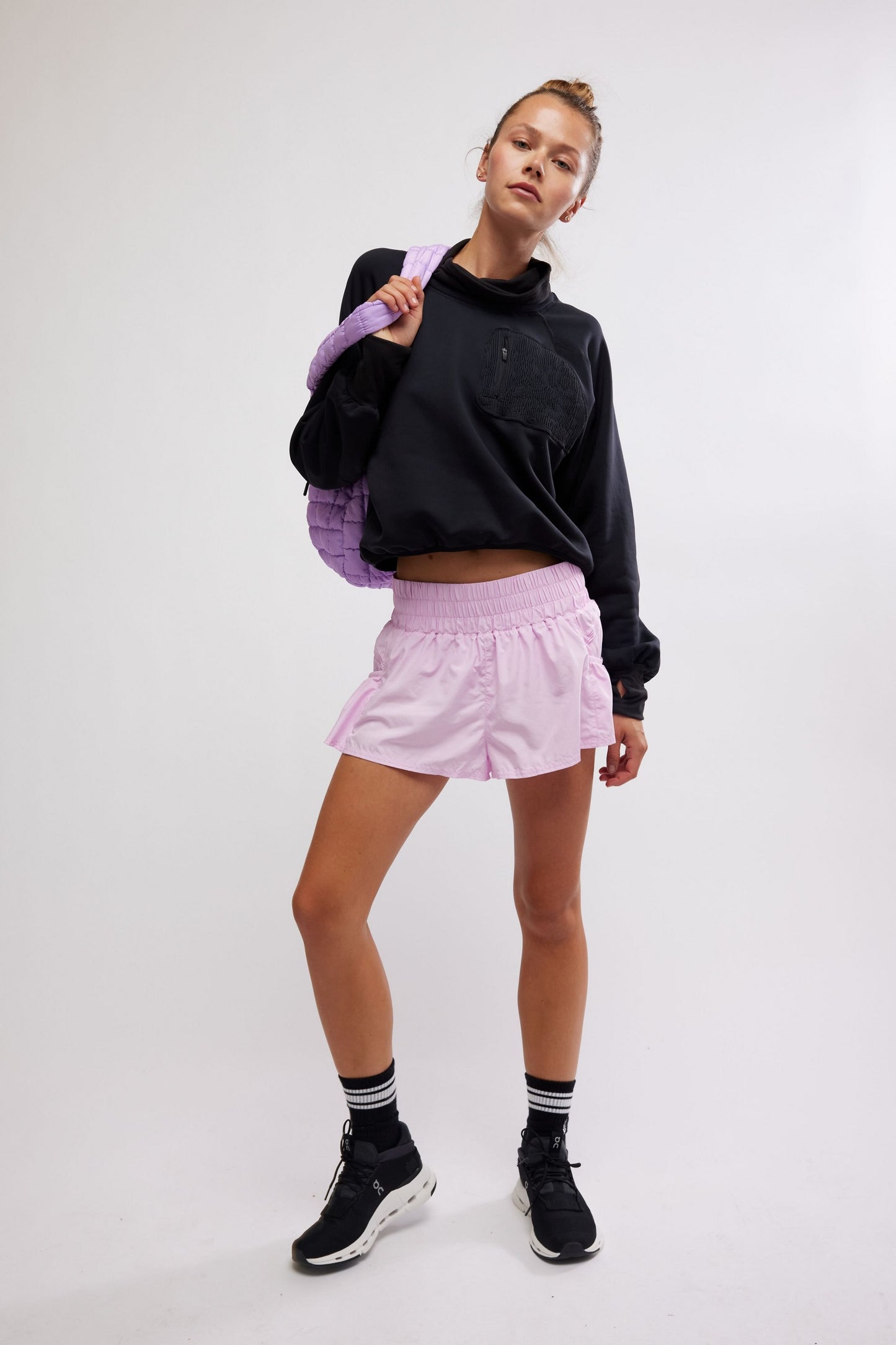 BOUTIQUE FREE PEOPLE GET YOUR FLIRT ON SHORTS POWDER PINK FRONT