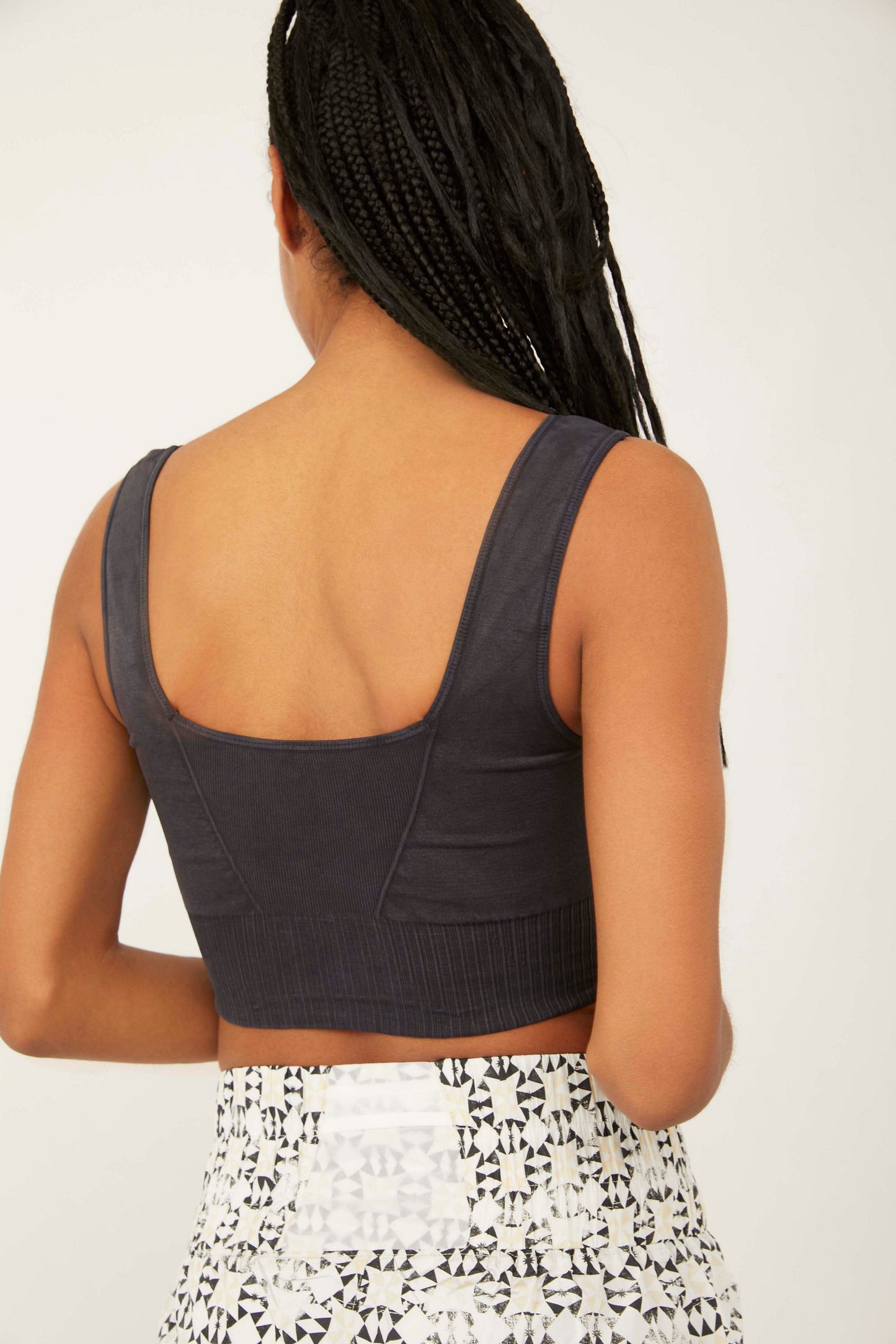 BOUTIQUE FREE PEOPLE GOOD KARMA SQUARE-NECK BRA BLACK BACK