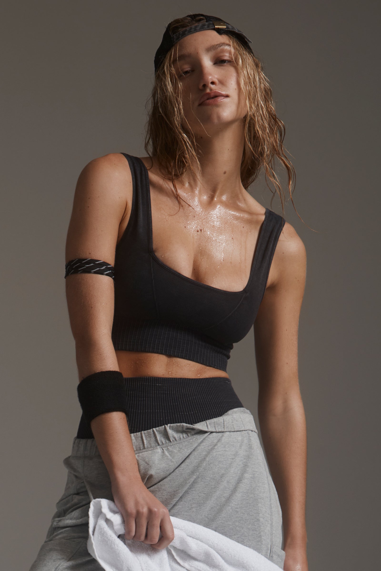 BOUTIQUE FREE PEOPLE GOOD KARMA SQUARE-NECK BRA BLACK FRONT 3
