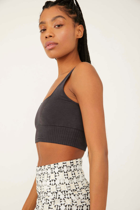 BOUTIQUE FREE PEOPLE GOOD KARMA SQUARE-NECK BRA BLACK SIDE