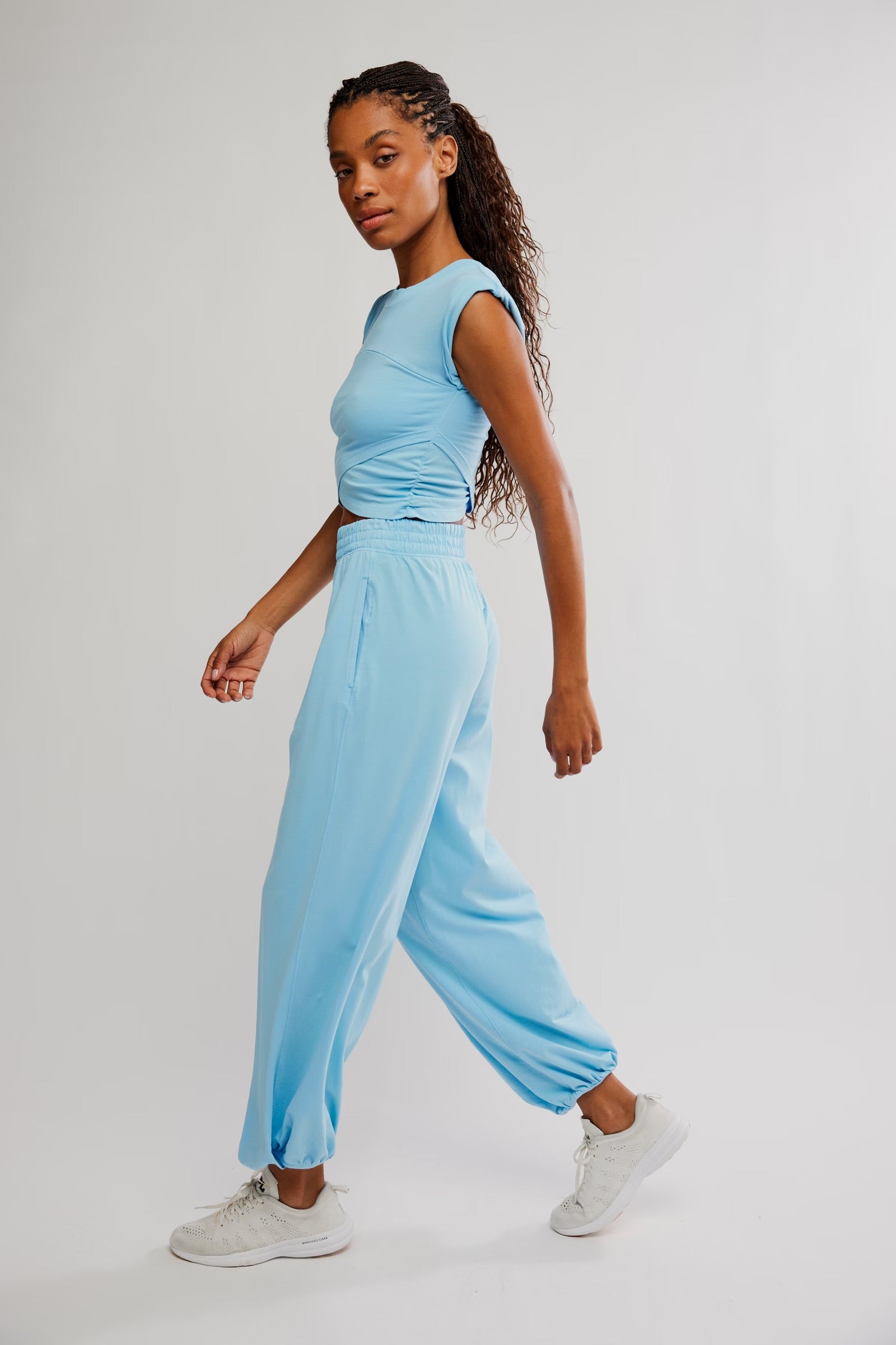 BOUTIQUE FREE PEOPLE HOT SHOT CROSSOVER SET BRIGHT BLUE SIDE