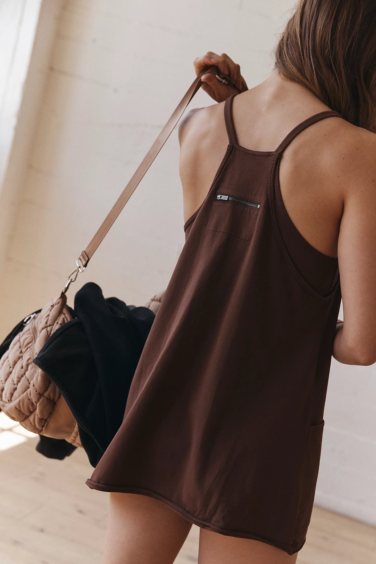 FP Movement Women's Hot Shot Mini Dress, Medium, Mocha Latte FP Movement Women's Hot Shot Mini Dress, Medium, Mocha Latte