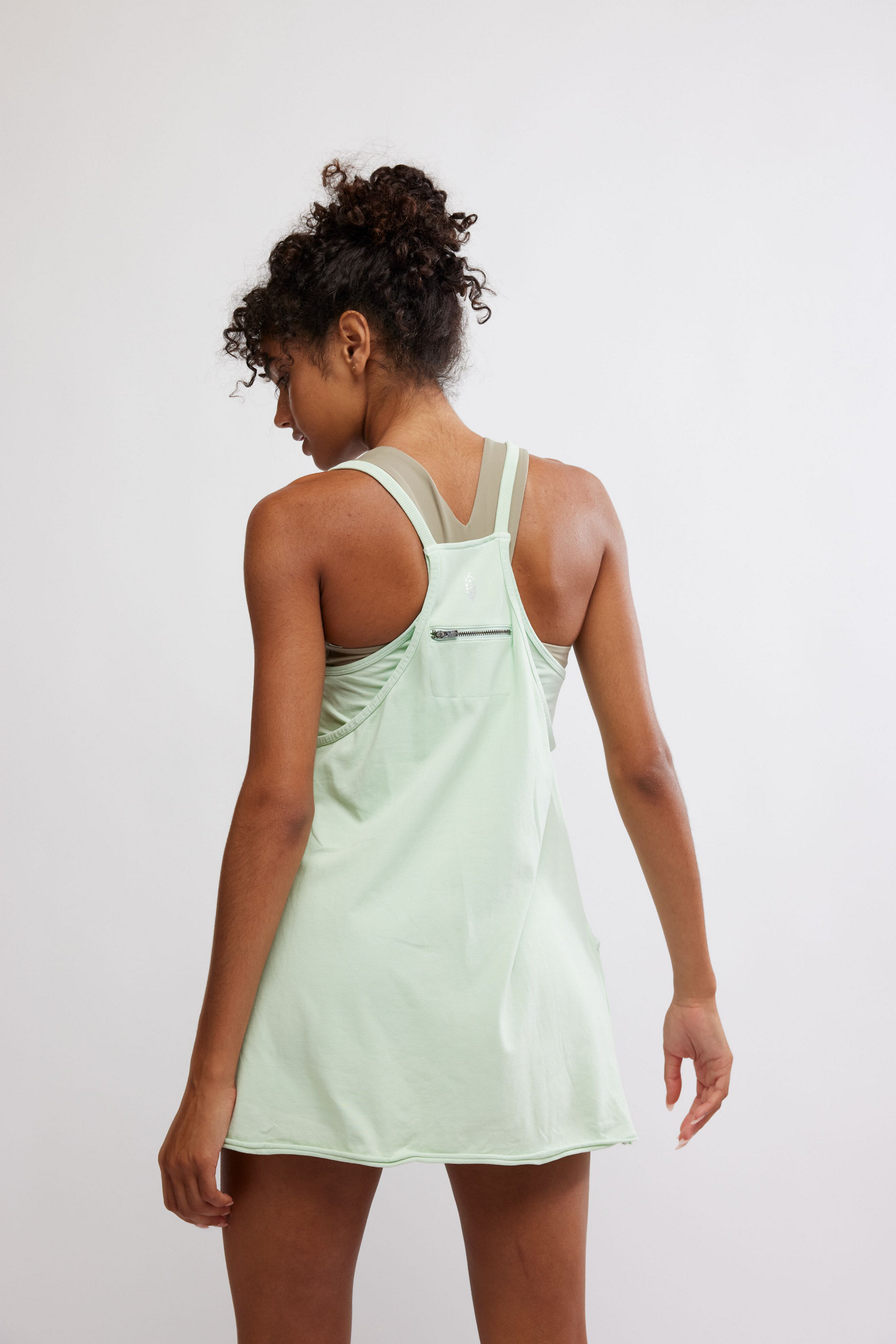 BOUTIQUE FREE PEOPLE HOT SHOT MINI DRESS PISTACHIO BACK