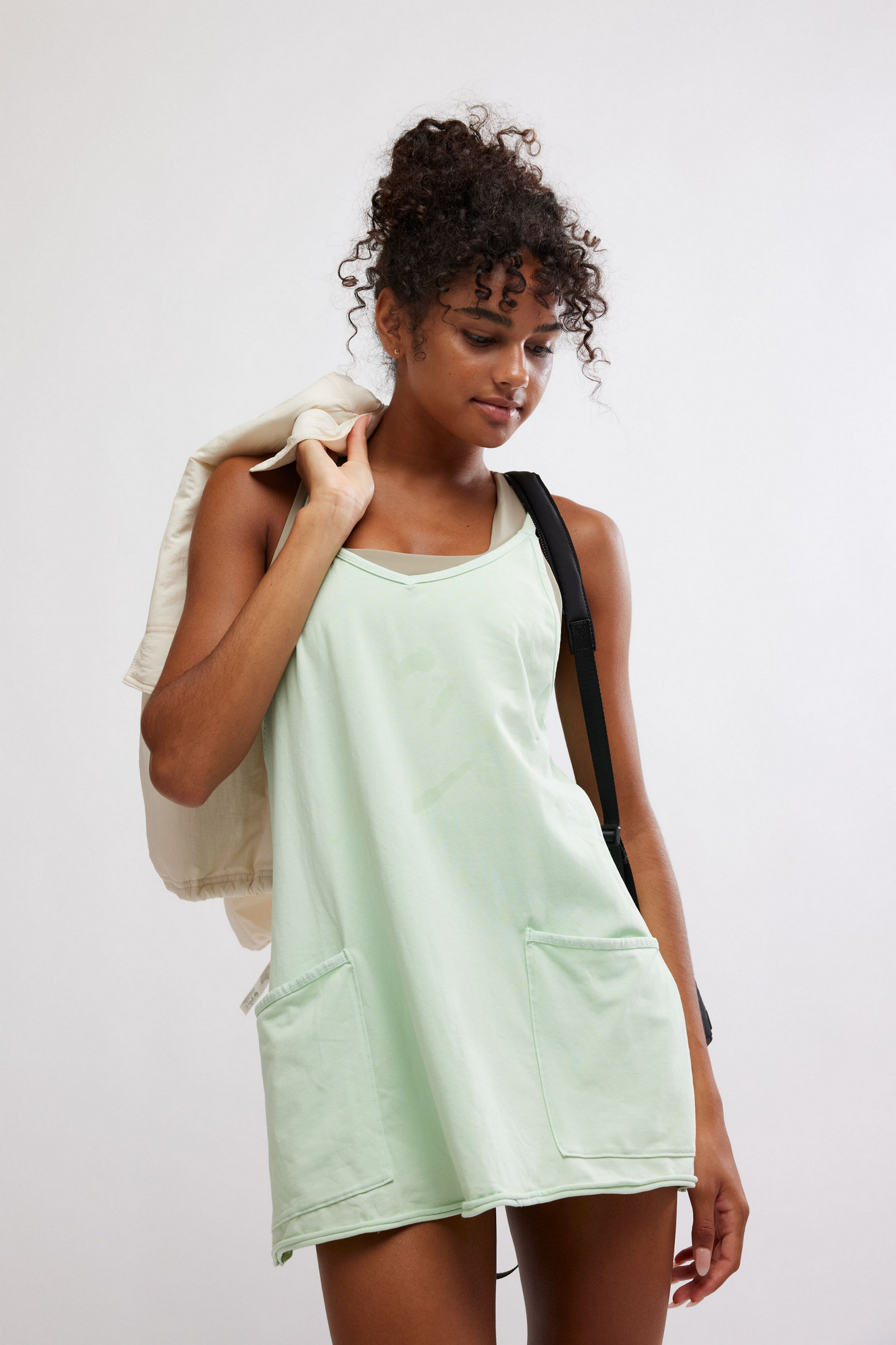 BOUTIQUE FREE PEOPLE HOT SHOT MINI DRESS PISTACHIO FRONT 2