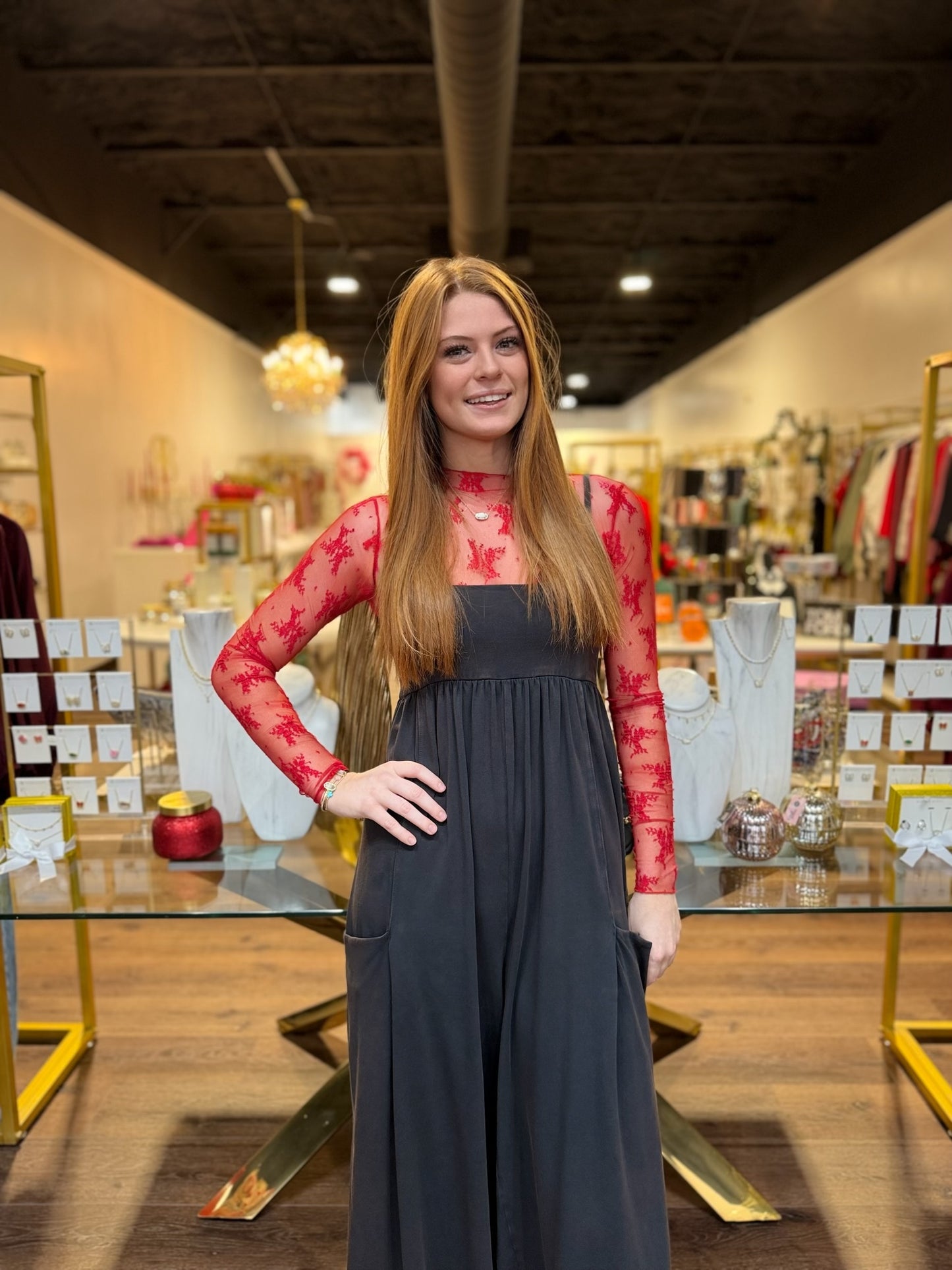 BOUTIQUE FREE PEOPLE HOT SHOT STRAPPY ONSIE SIDE BLACK ON MODEL