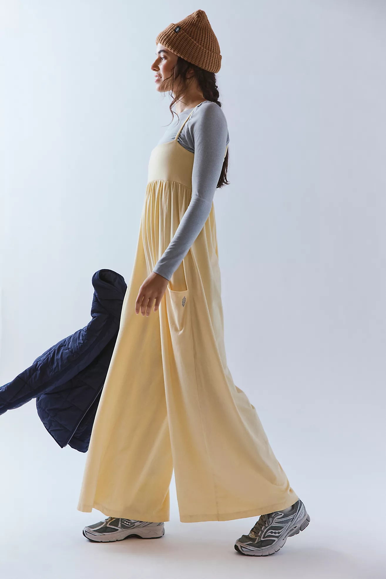 BOUTIQUE FREE PEOPLE HOT SHOT STRAPPY ONSIE SUNLIT YELLOW SIDE