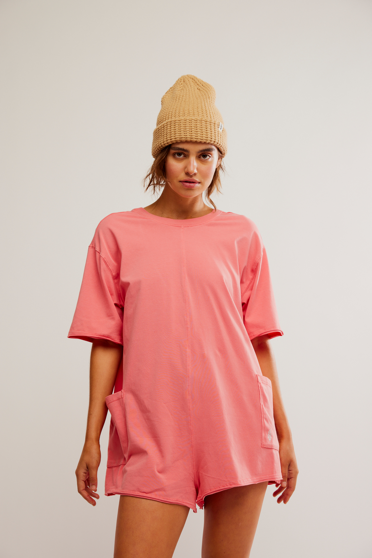 BOUTIQUE FREE PEOPLE HOT SHOT TEE ROMPER HIBISCUS FRONT 2