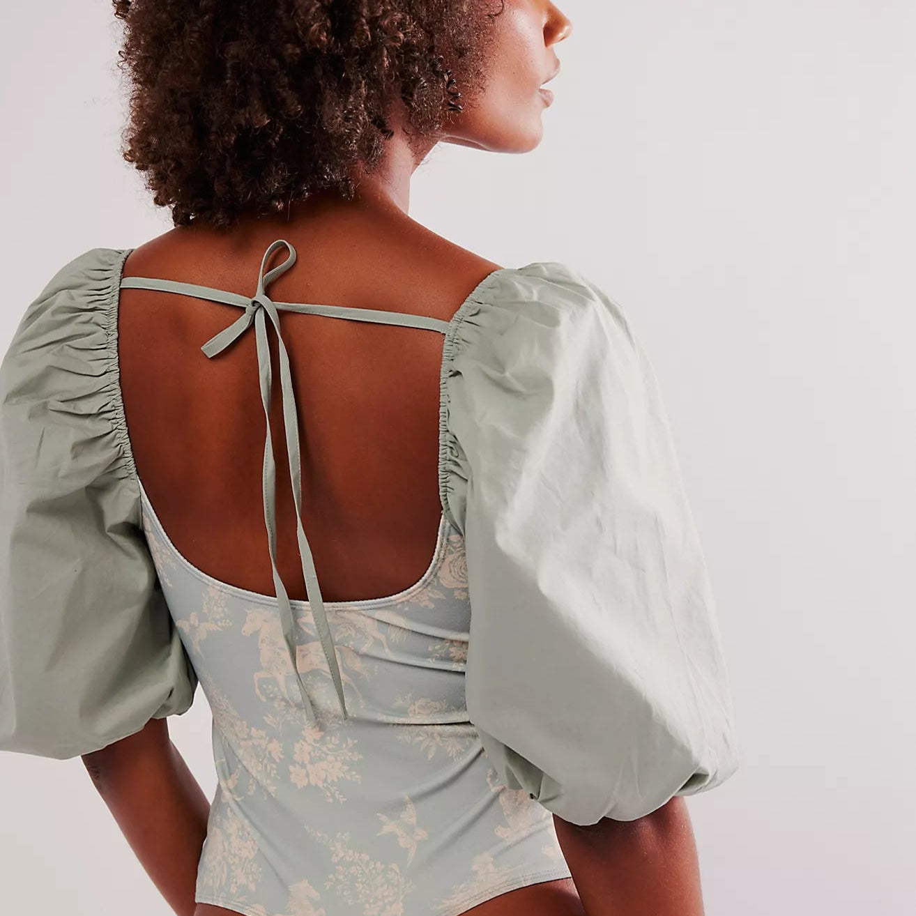 Free People Women's Prairie Rose Bodysuit - Blue - Bodysuits Free People Women's Prairie Rose Bodysuit - Blue - Bodysuits
