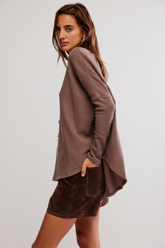 BOUTIQUE FREE PEOPLE LATTE BLUES THERMAL SOLID LEAFLESS TREE SIDE