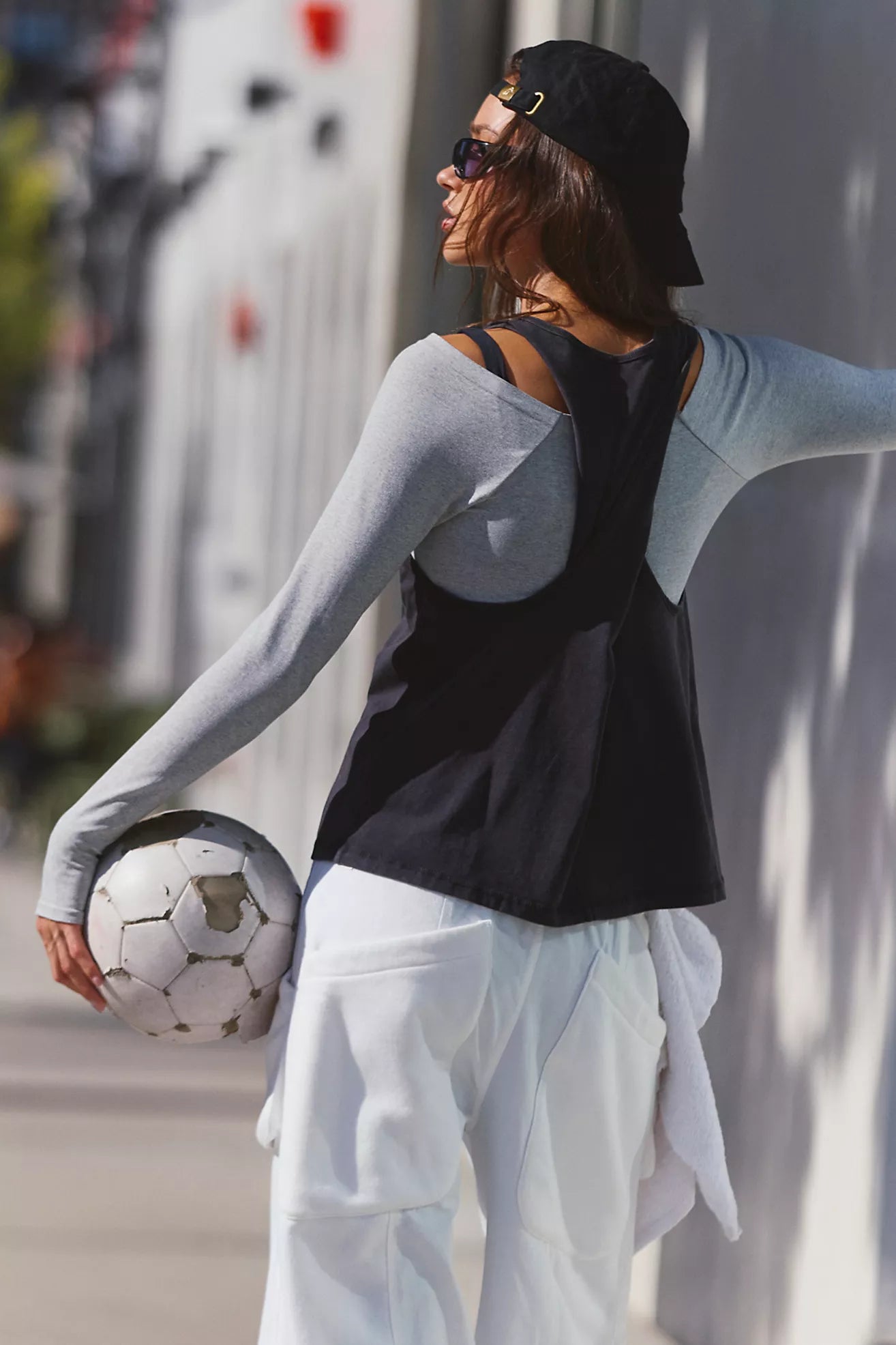 BOUTIQUE FREE PEOPLE MOVEMENT HOT SHOT TWIST TANK BLACK BACK