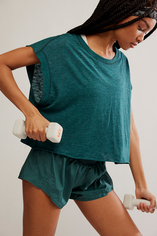 BOUTIQUE  FREE PEOPLE MY TIME TEE EVERGREEN FRONT