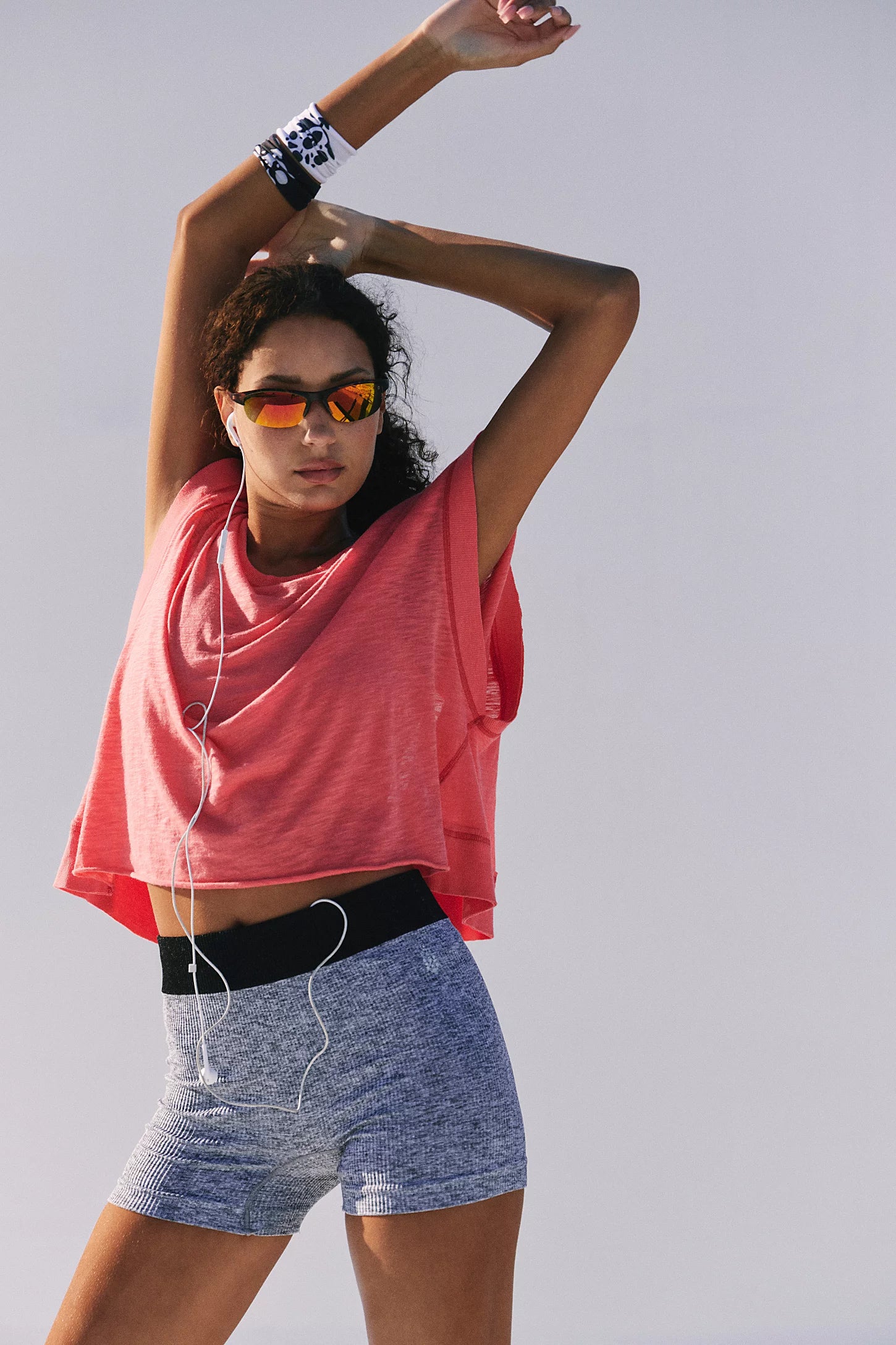 BOUTIQUE  FREE PEOPLE MY TIME TEE FRONT 2 NEON CORAL 