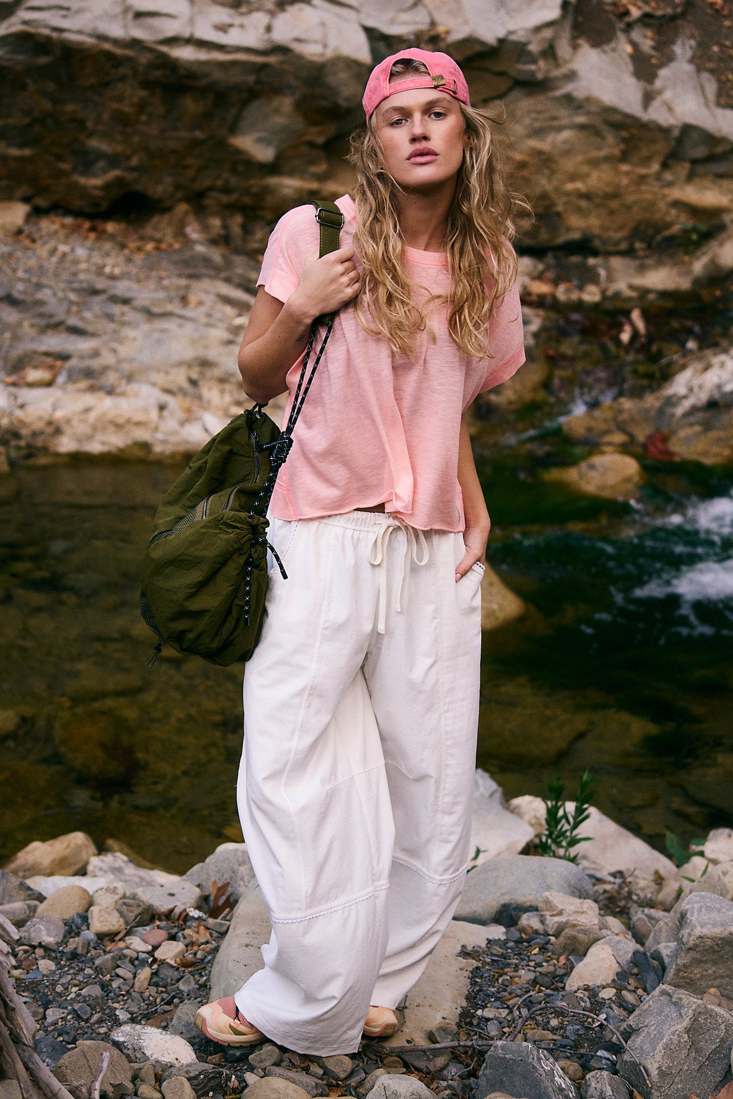 BOUTIQUE FREE PEOPLE MY TIME TEE PASTEL PEACH FRONT 2