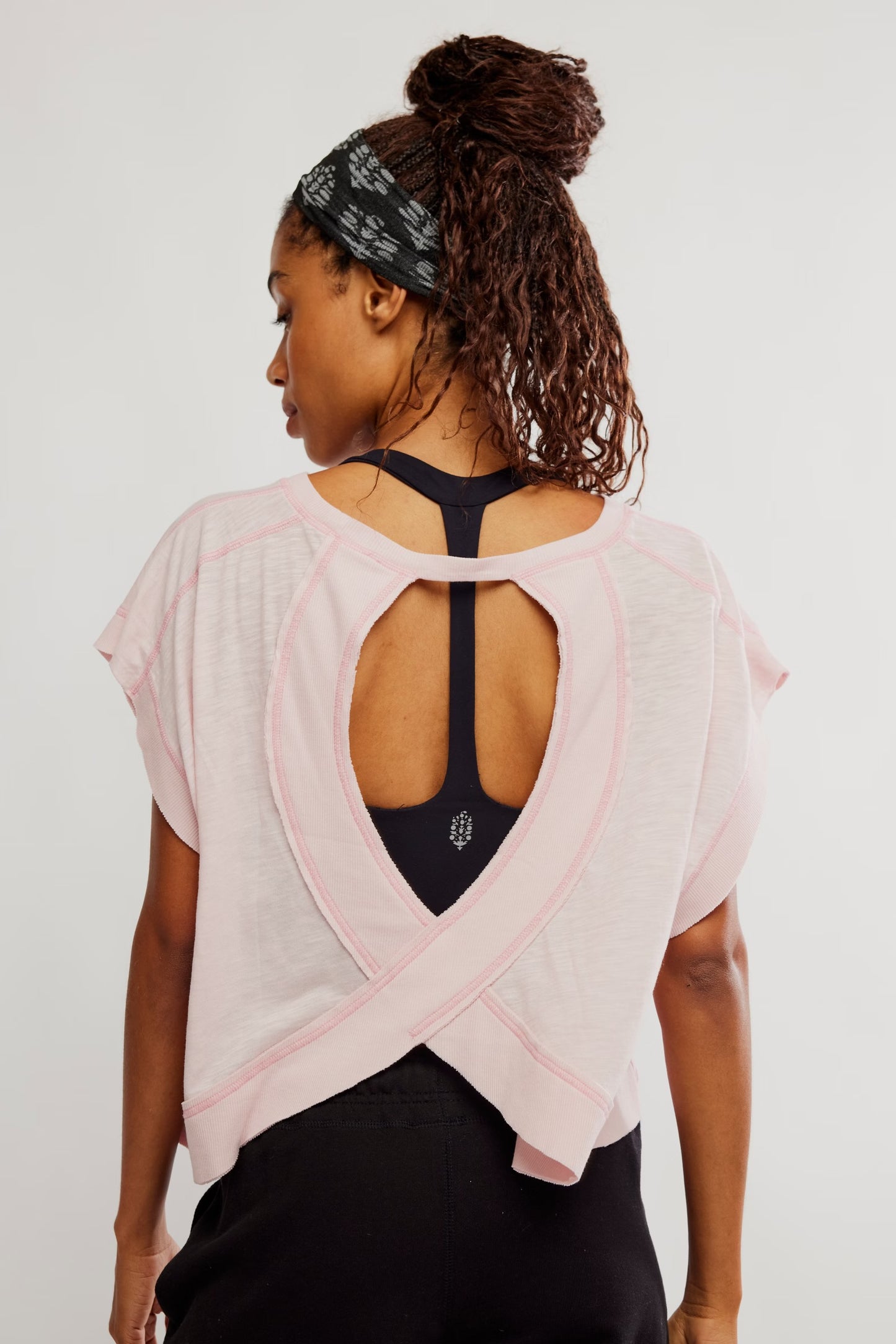 BOUTIQUE  FREE PEOPLE MY TIME TEE POWDER PINK BACK