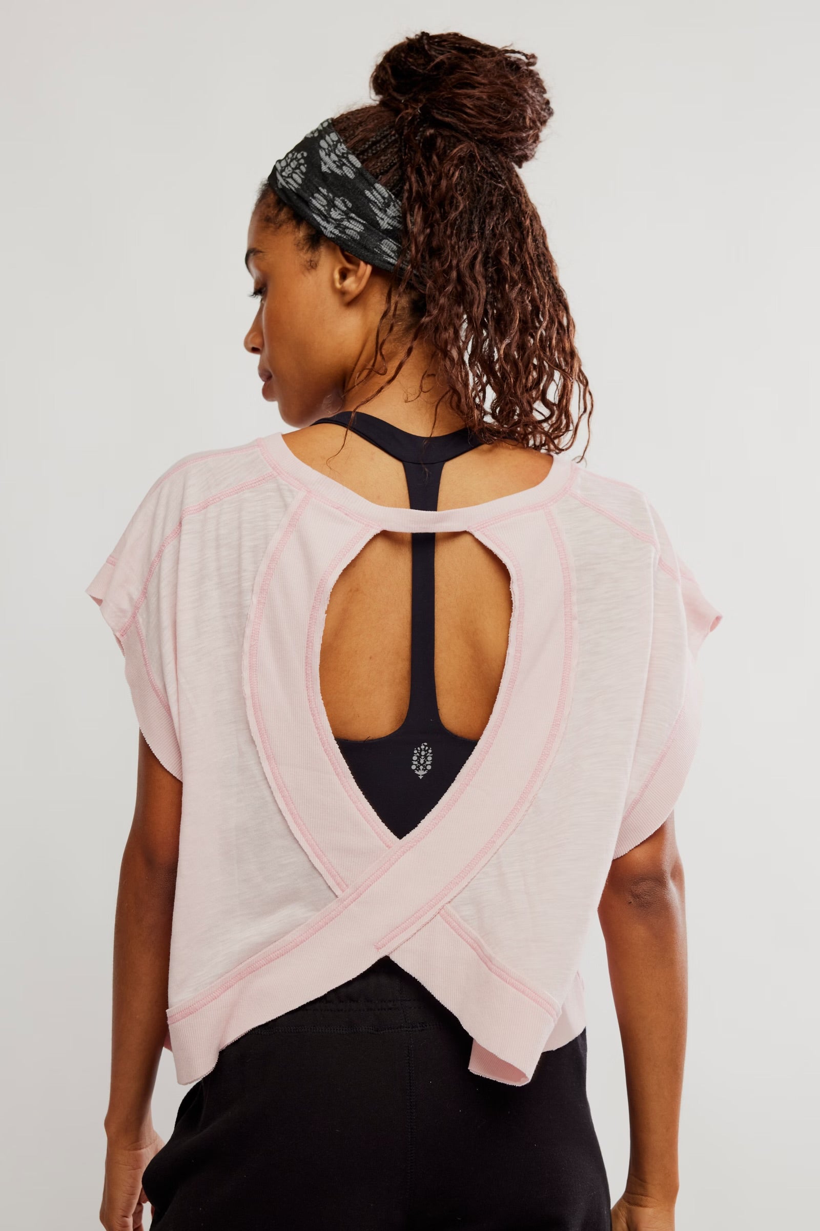 BOUTIQUE  FREE PEOPLE MY TIME TEE POWDER PINK BACK