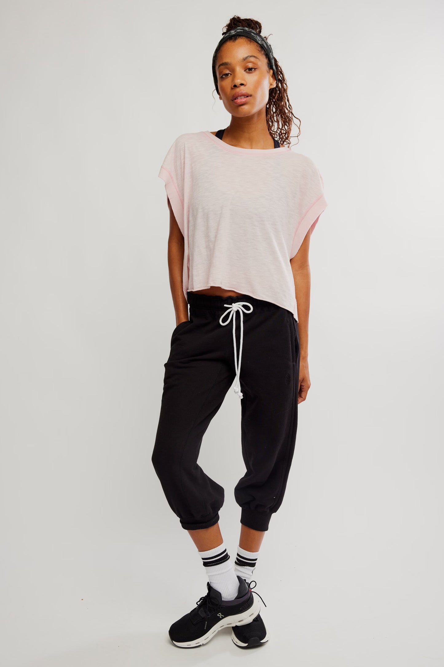 BOUTIQUE  FREE PEOPLE MY TIME TEE POWDER PINK FRONT