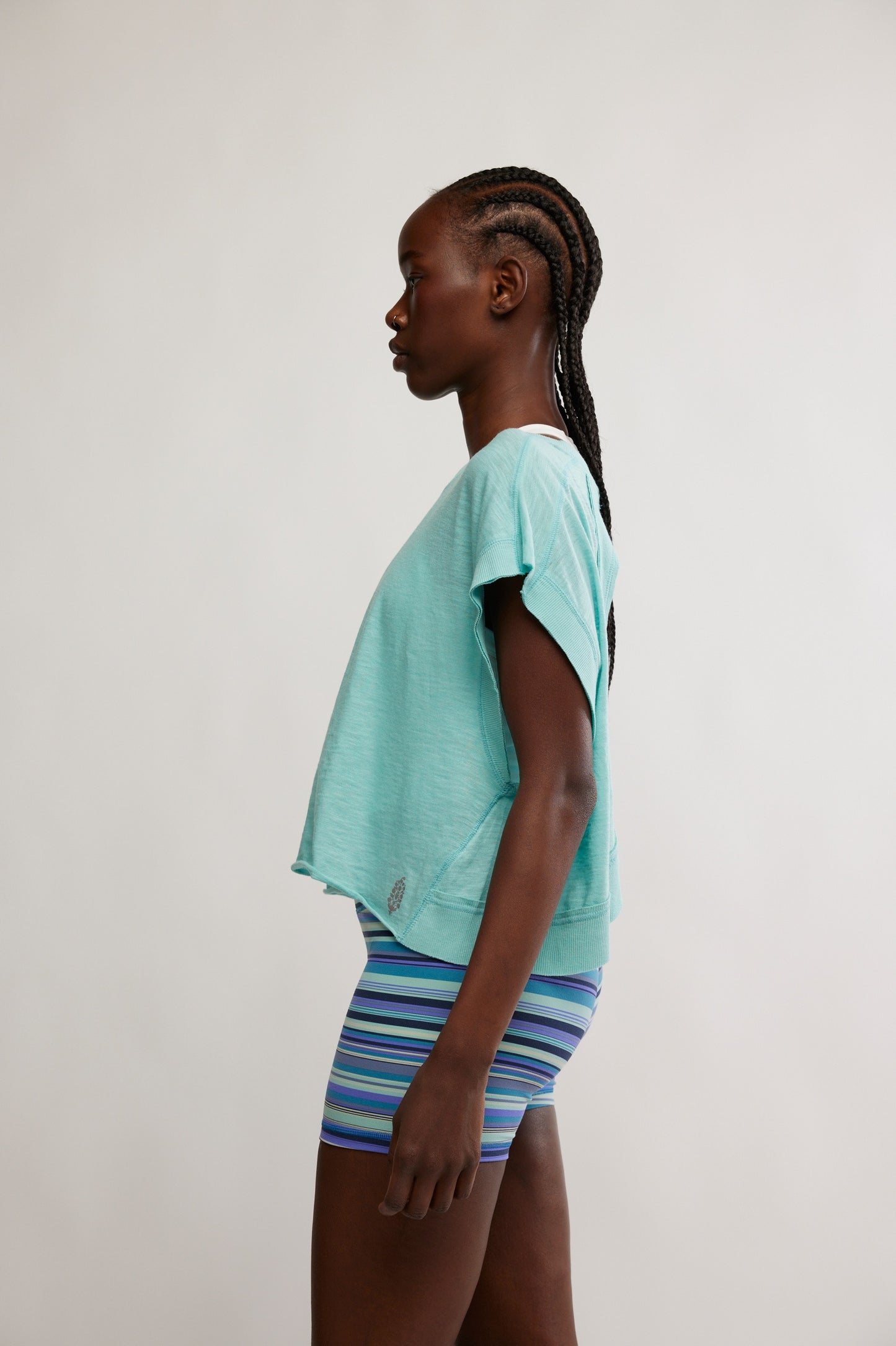 BOUTIQUE FREE PEOPLE MY TIME TEE SIDE BLUE WAVE 