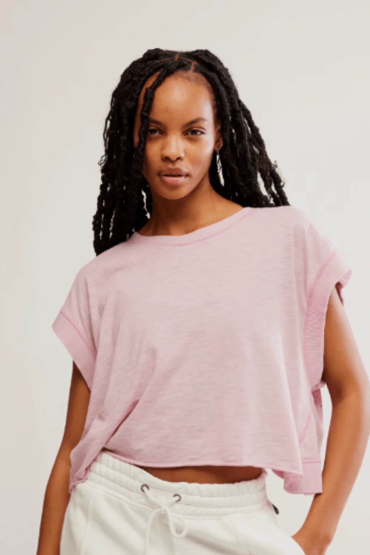 BOUTIQUE FREE PEOPLE MY TIME TEE VANILLA FIG FRONT