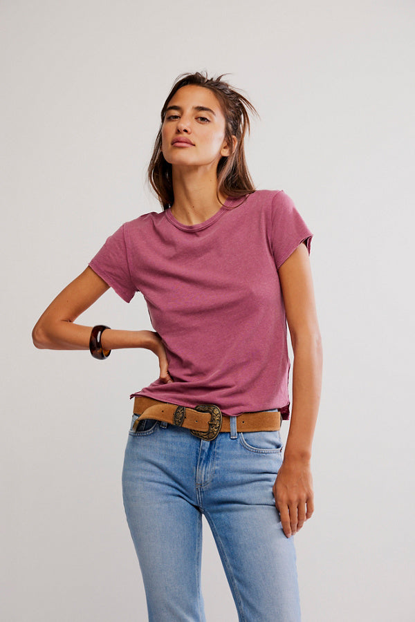 BOUTIQUE FREE PEOPLE NOVA TEE CRUSHED BERRY FRONT