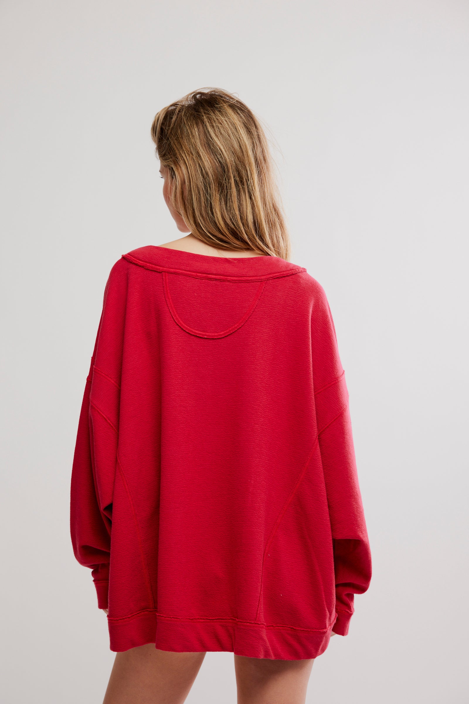 BOUTIQUE FREE PEOPLE STAYCATION PULLOVER DEEP CHERRY BACK