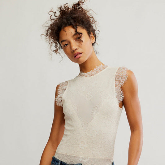 BOUTIQUE FREE PEOPLE SWEET NOTHINGS BODYSUIT FRONT TEA