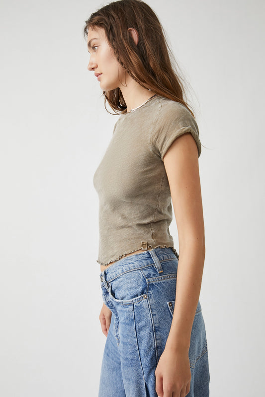 BOUTIQUE FREE PEOPLE WE THE FREE BE MY BABY TEE TROPICAL NUT SIDE