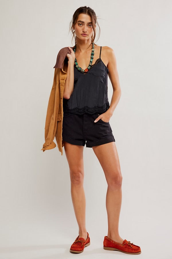 BOUTIQUE FREE PEOPLE WE THE FREE CALI CUFFED SHORTIE WASHED BLACK FRONT 2