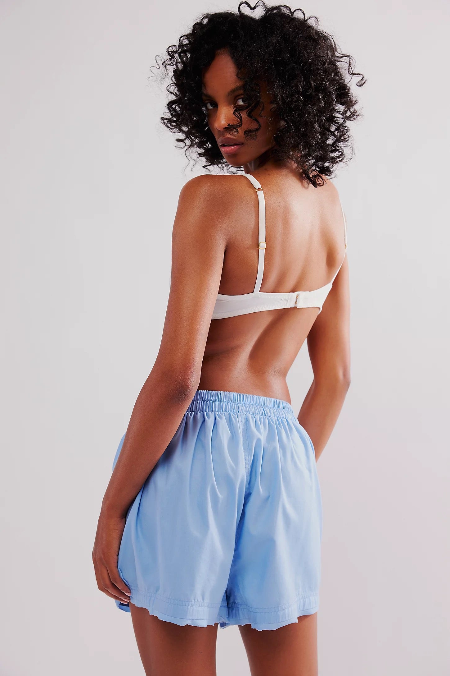 BOUTIQUE FREE PEOPLE WE THE FREE DAY TO DAY SOLID BOXER BACK PLACID BLUE