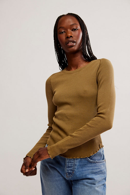 BOUTIQUE FREE PEOPLE WE THE FREE EASY DOES IT TEE MILITARY OLIVE FRONT