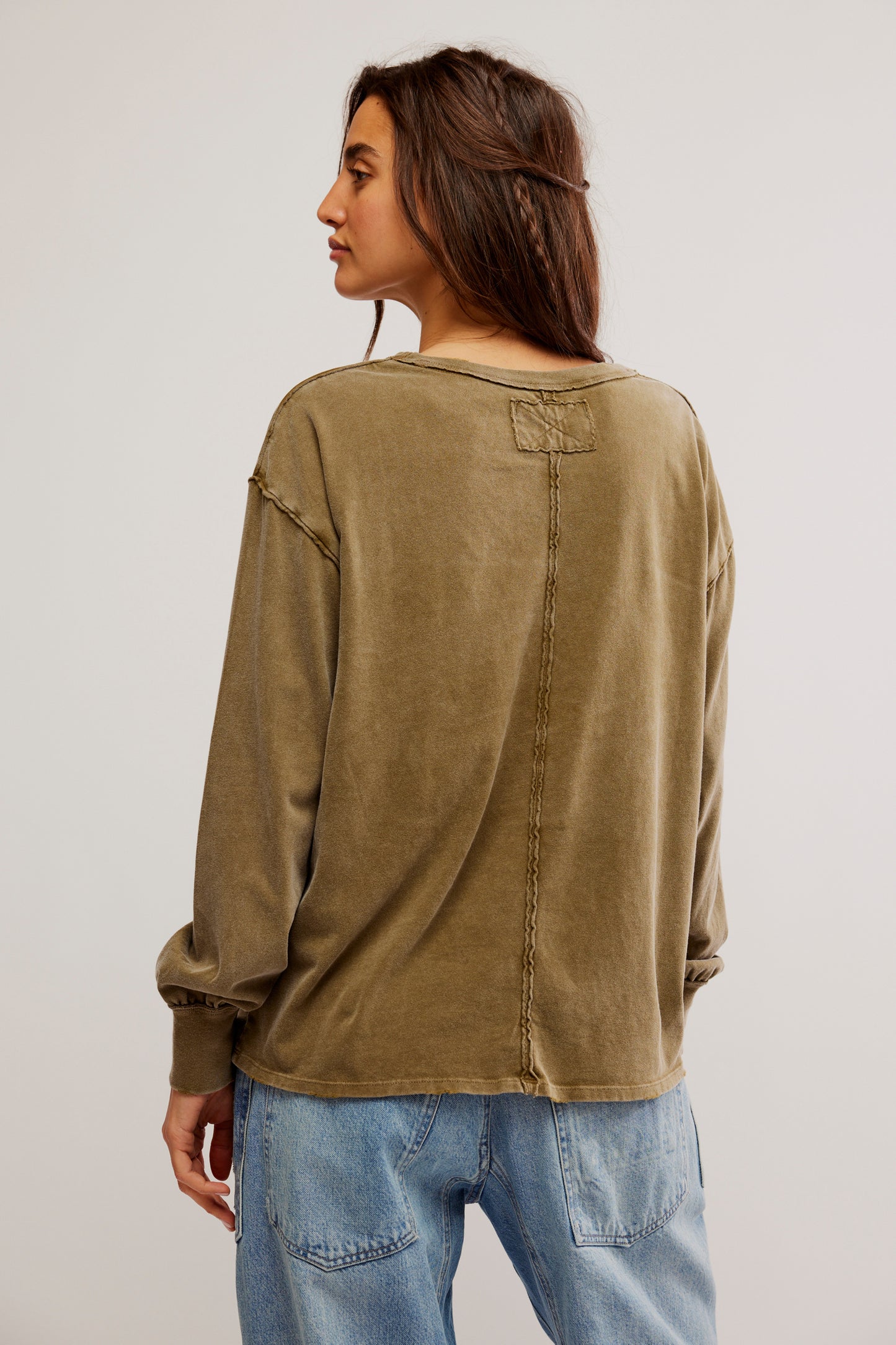 FREE PEOPLE WE THE FREE FADE INTO YOU TEE BACK MILITARY OLIVE 