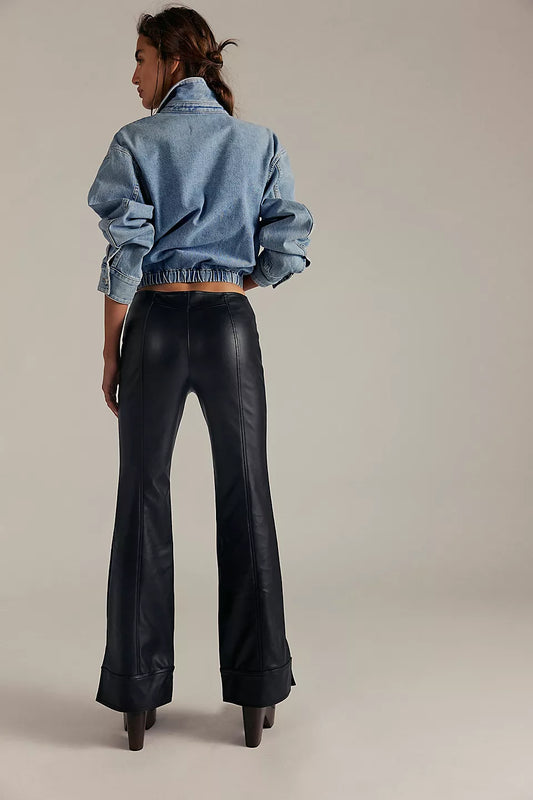 BOUTIQUE FREE PEOPLE WE THE FREE GLOW UP VEGAN PANTS BLACK BACK