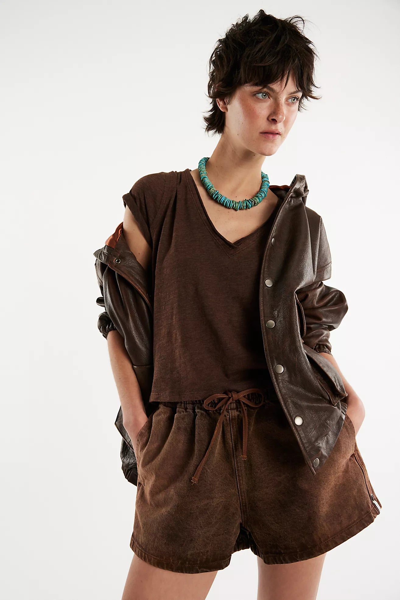 BOUTIQUE FREE PEOPLE WE THE FREE TAKE 2 TOP DOUBLE ESPRESSO COMBO FRONT