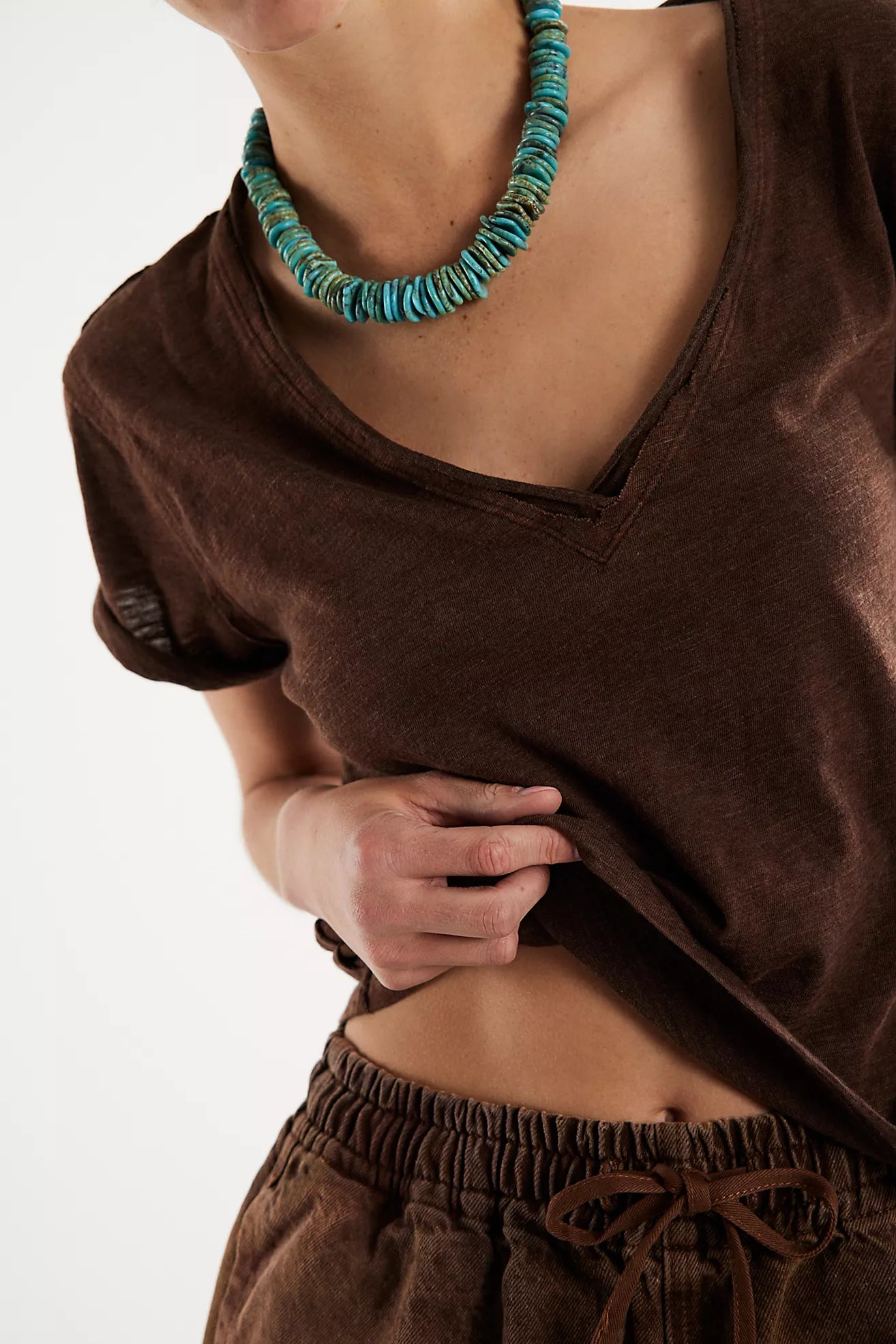 BOUTIQUE FREE PEOPLE WE THE FREE TAKE 2 TOP DOUBLE ESPRESSO COMBO FRONT UP CLOSE