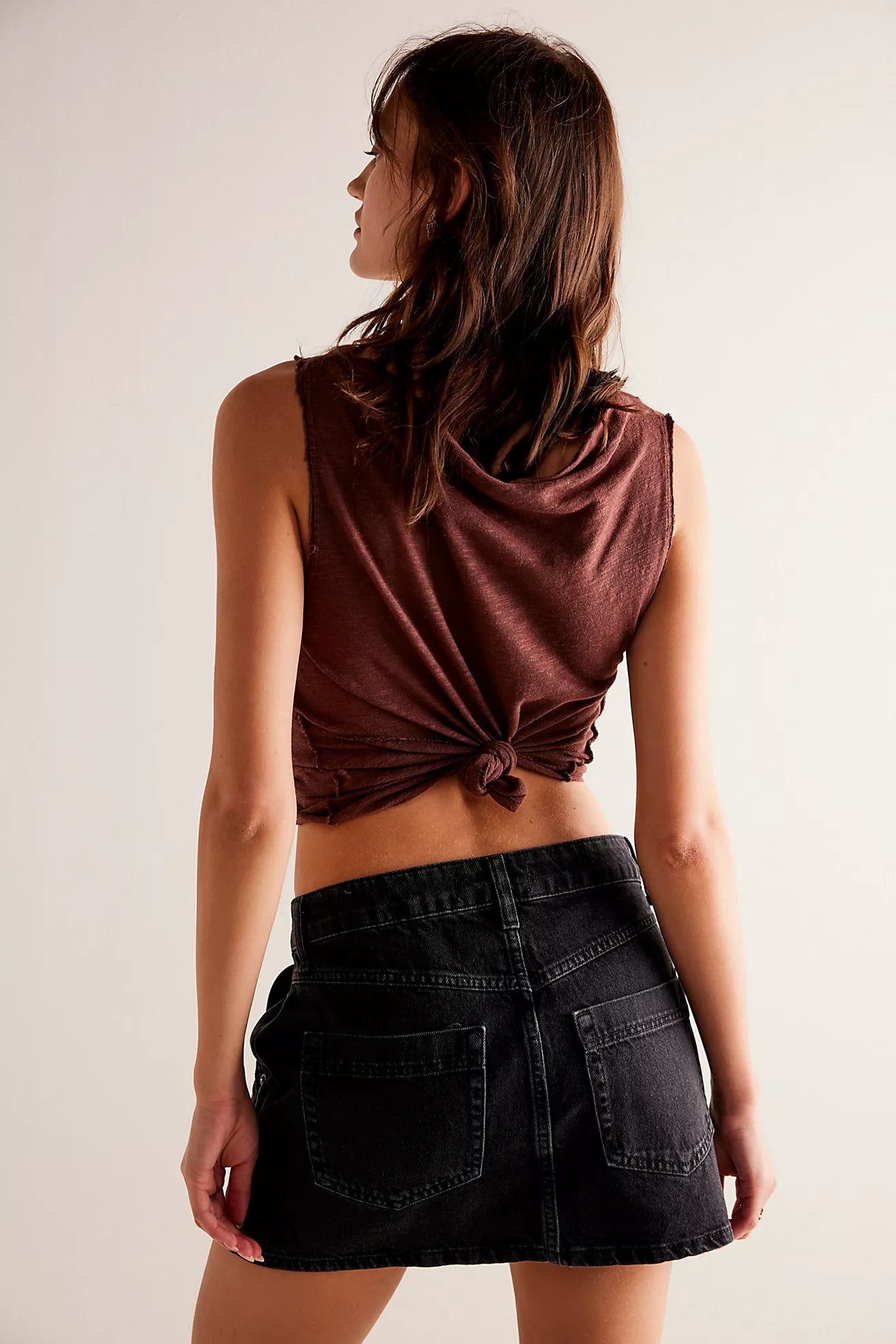 BOUTIQUE FREE PEOPLE WE THE FREE WYNNE DENIM SKIRT ECLIPSE BACK