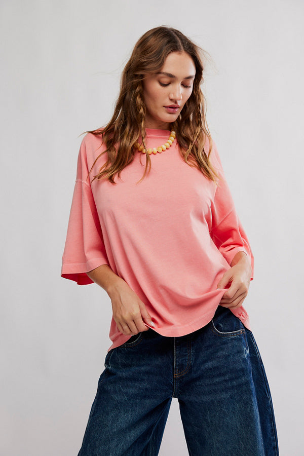 BOUTIQUE FREE PEOPLE WTF PERFECT OVERSIZED CORAL CRIMSON FRONT