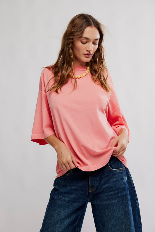 BOUTIQUE FREE PEOPLE WTF PERFECT OVERSIZED CORAL CRIMSON FRONT