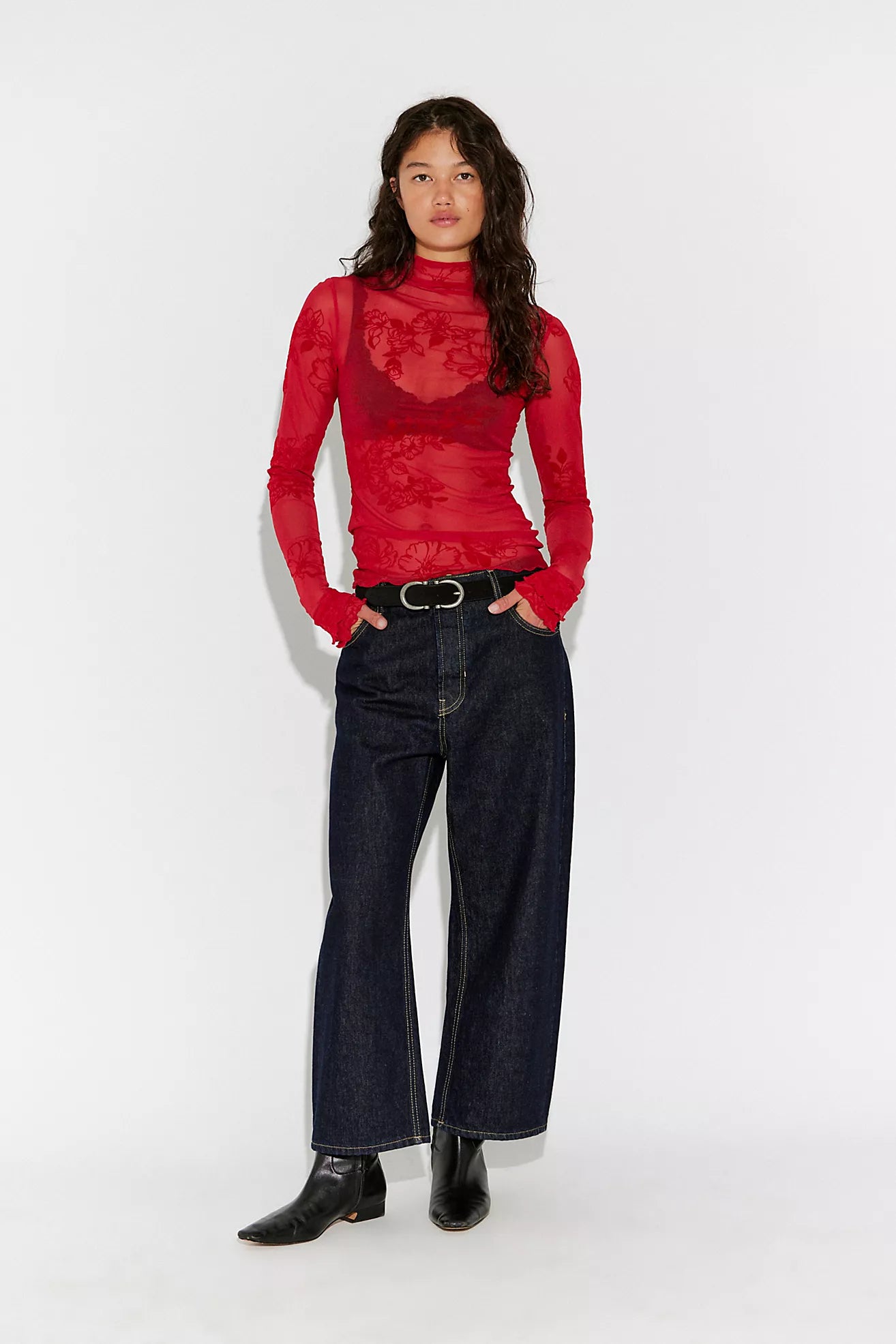 BOUTIQUE FREE PEOPLE YOU DECIDE LONG SLEEVE DEEP CHERRY FRONT 2