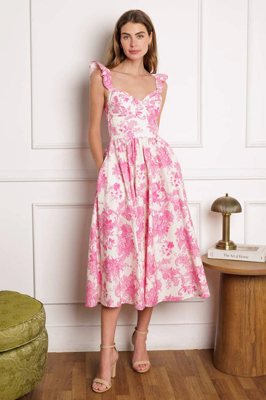 Off To The Market Woven Midi Dress