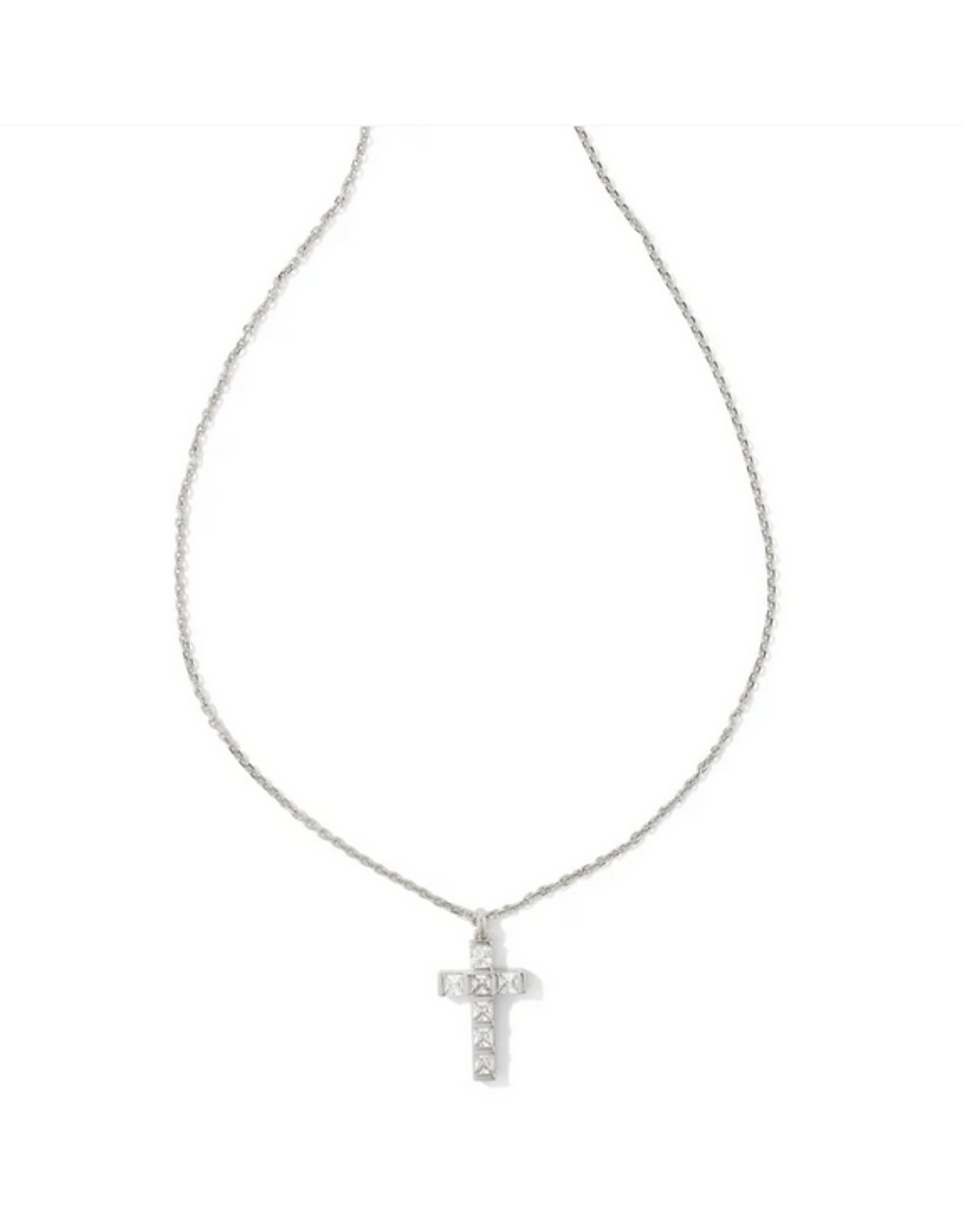 KENDRA SCOTT Collar corto con colgante de cruz Gracie en cristal blanco 