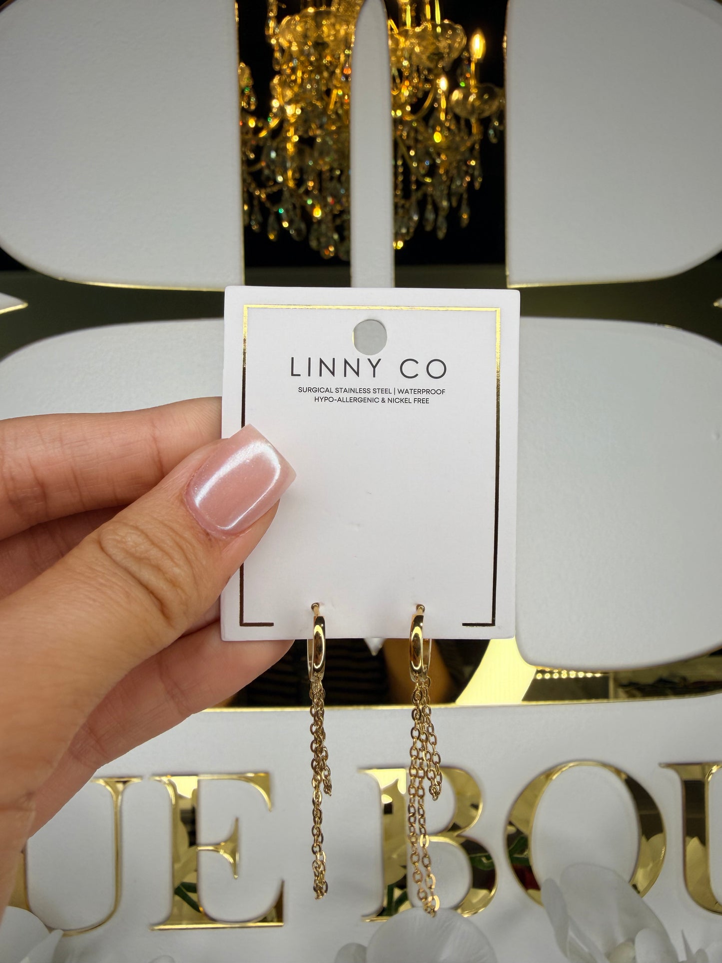 Linny co gold hoops with dangles 