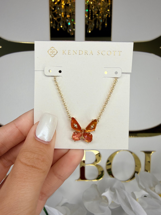kinder scott orange gold butterfly necklace
