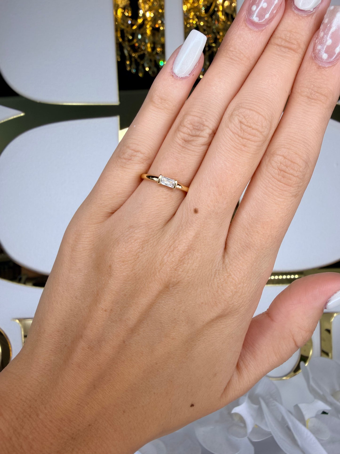 Gold Kendra Scott crystal ring