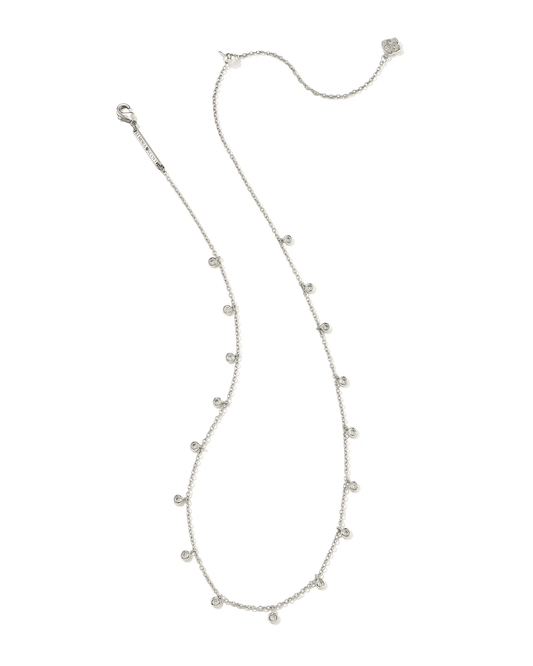 BOUTIQUE KENDRA SCOTT AMELIA CHAIN NECKLACE SILVER WHITE CRYSTAL