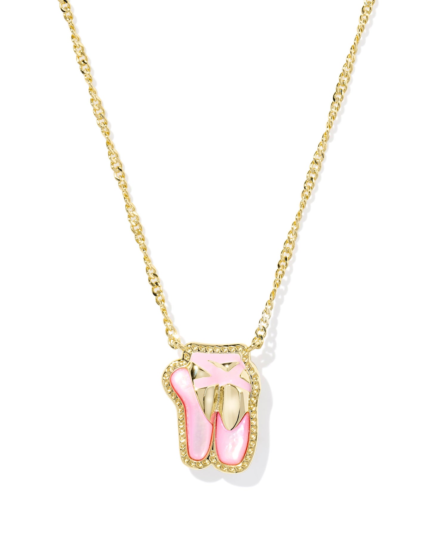 BOUTIQUE KENDRA SCOTT BALLET GOLD SHORT PENDANT NECKLACE IN BLUSH MOTHER OF PEARL