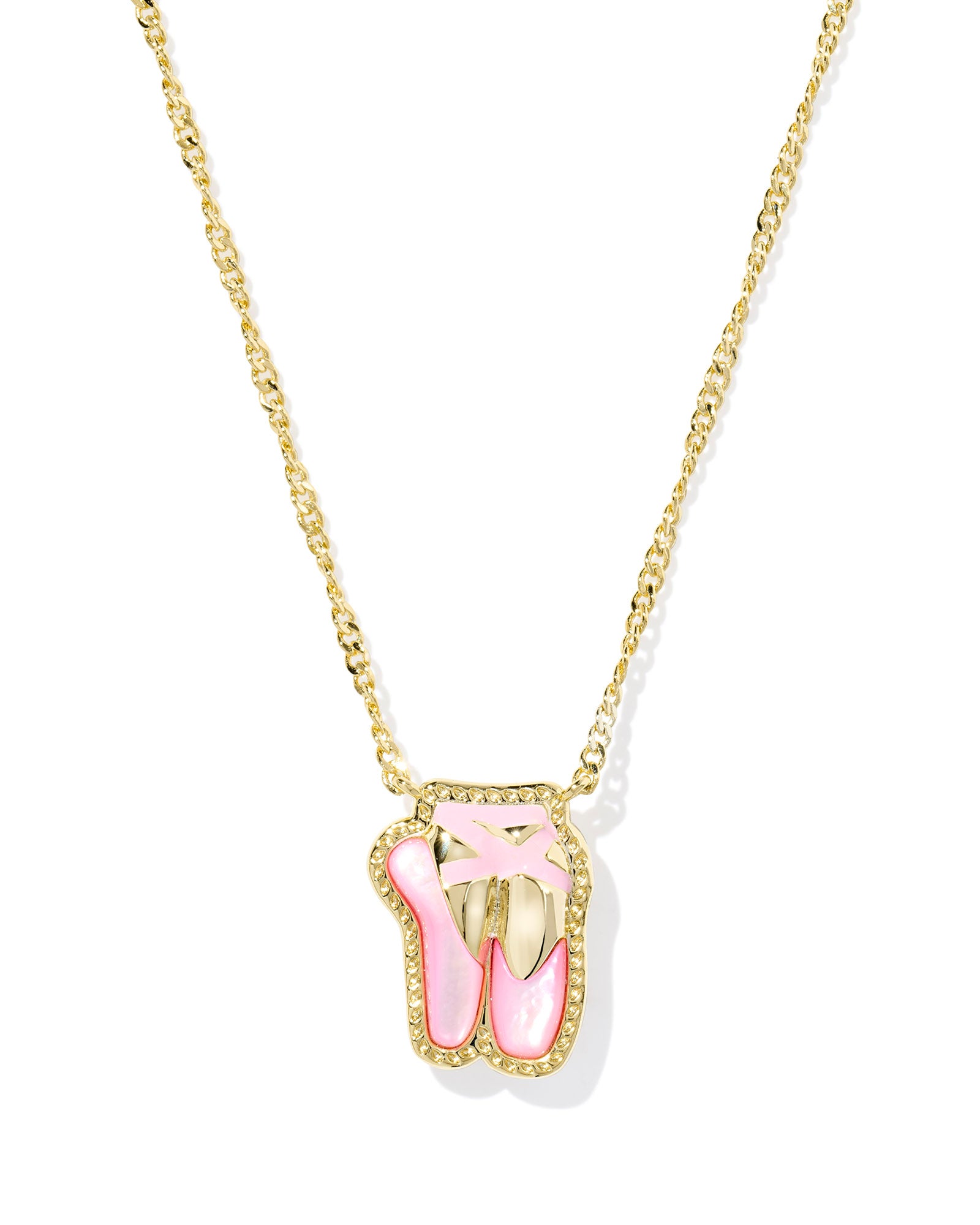 BOUTIQUE KENDRA SCOTT BALLET GOLD SHORT PENDANT NECKLACE IN BLUSH MOTHER OF PEARL