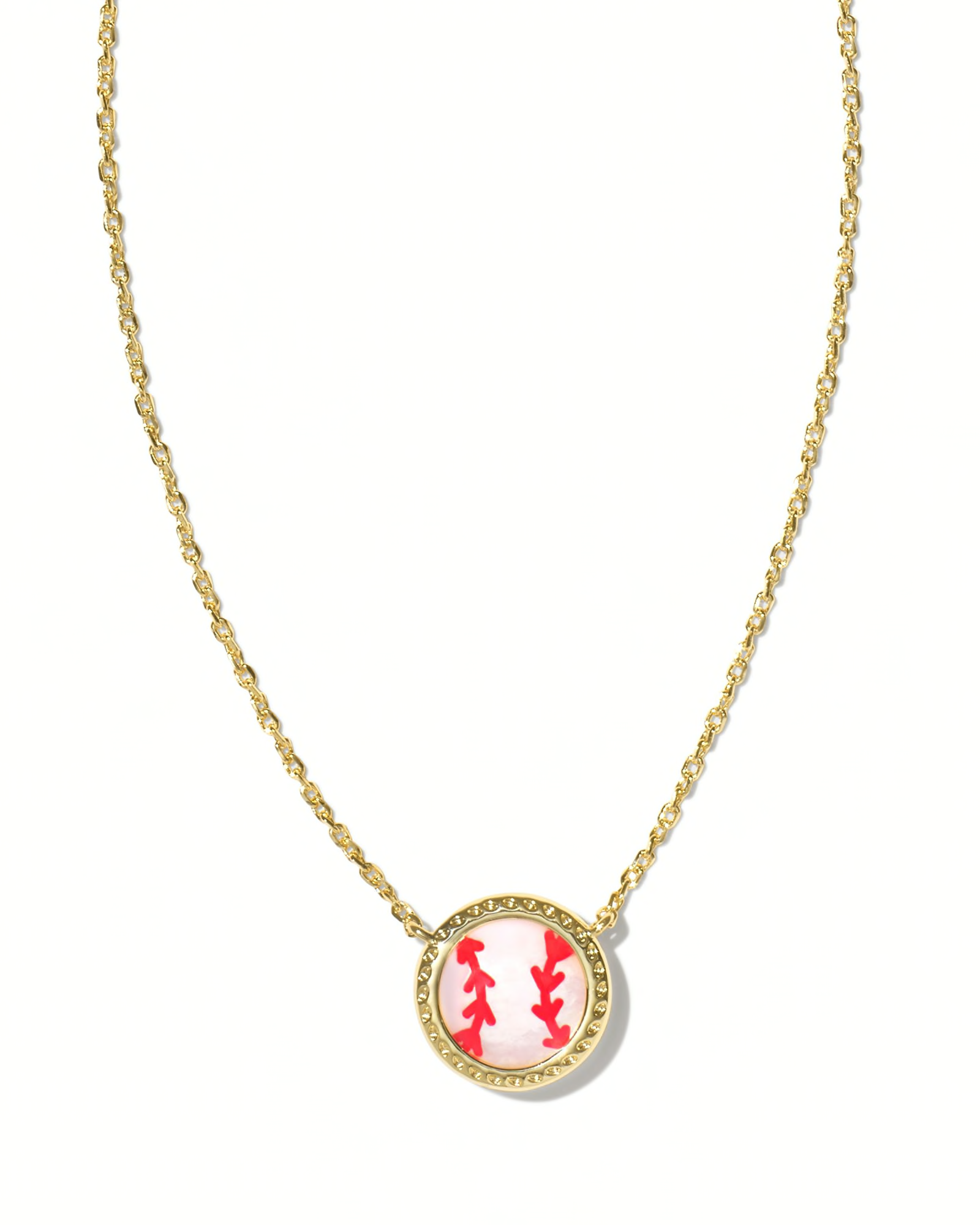 BOUTIQUE KENDRA SCOTT BASEBALL GOLD SHORT PENDANT NECKLACE IVORY MOTHER OF PEARL 